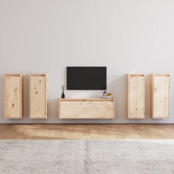 Mueble de TV 5 piezas de madera maciza de pino vidaXL
