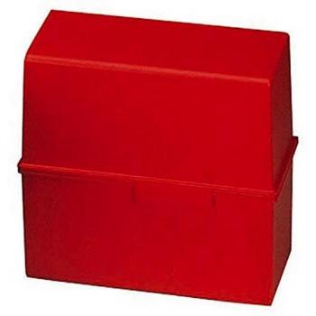Caja de tarjetas A6 horizontal para 400 cartas con bisagra de acero, roja