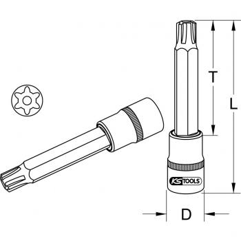Llave de vaso KS Tools 1/2 RIBE con orificio frontal, larga, M6