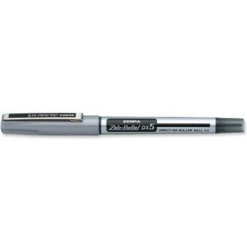 Zebra DX5 Punta Redonda Tinta Líquida Bolígrafo Fino Punta Aguja Negro Ref.16071-Paquete de 10