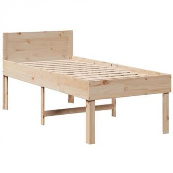 Cama sin colchón 90x190 cm en madera maciza de pino, estructura de cama, marco de cama, muebles de dormitorio, somier