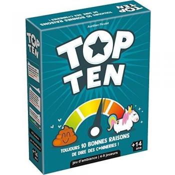 Juego de mesa Top Ten - Juego de cartas hilarante para 4 a 9 jugadores, recomendado a partir de 14 años