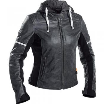 Chaqueta de Moto Richa Toulon 2 Mujer Gris, Chaqueta de cuero, con protectores, talla 38, para Damas, tipo Chopper/Cruiser, uso todo el año