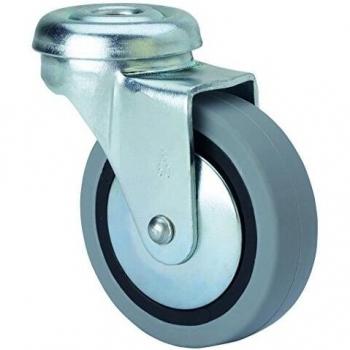 Rueda Giratoria de Goma Gris 60mm con Agujero Pasante, Modelo 1-0017 Alex