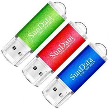 SunData Memorias USB 3 Piezas 16GB PenDrives 16GB Unidad Flash USB2.0 Pen Drive con Luz LED