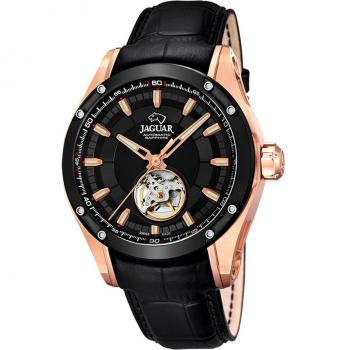 Reloj Jaguar Ouverture Negro J814/A con Correa de Piel Genuina y Movimiento Automático