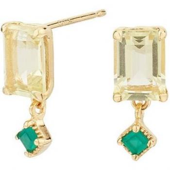 Pendientes Hanuman Itemporality con cuarzo limón y ónix verde