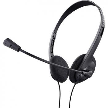 Trust 24659 Chat Headset Auriculares con Micrófono/ Jack 3.5mm/ Diadema Ajustable/ Control de Volumen/ Negros