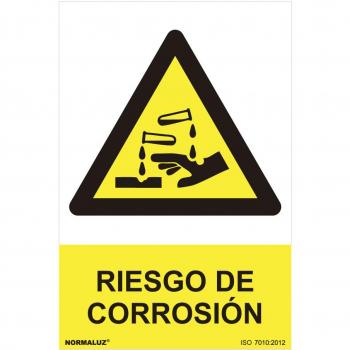 Cartel de peligro riesgo de corrosión 30x40cm