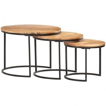 vidaXL Nesting Tables 3 pcs Solid Acacia Wood