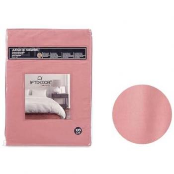 Juego de Sábanas Rosa para Cama de 135 cm - 3 Piezas