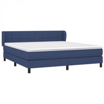 Cama Box Spring con Colchón Tapizado de Tela Azul 180x200 cm