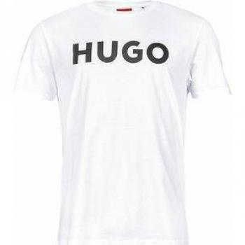 HUGO Dulivio Regular Fit Short Sleeve Cotton T-Shirt for Men - White