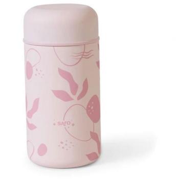 Termo Sólidos 500 ml de Saro, color rosa, capacidad de 500 ml, fabricado en acero inoxidable, diseño aislante que mantiene la temperatura de las bebidas frías o calientes por más tiempo