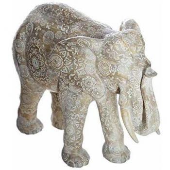 Estatua de elefante Enzo efecto blanqueado - H 22 cm - Resina
