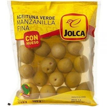 Jolca - Aceitunas Manzanilla Verdes Con Hueso Bolsa, 195 g