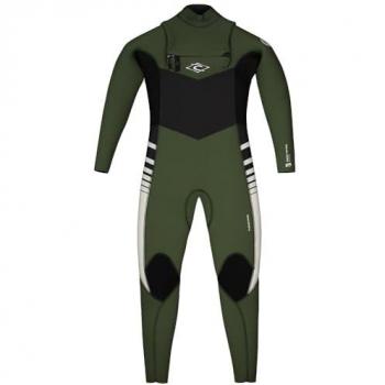 Rip Curl Traje de Neopreno de Manga Larga con Cremallera en el Pecho para Jóvenes Dawn Patrol STM 5/3 mm GB - Color Verde, Talla Juvenil 16Y