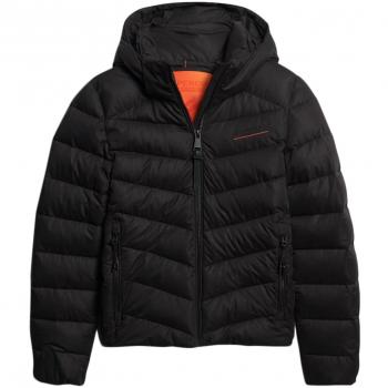 Chaqueta Acolchada de Microfibra con Capucha para Mujer Superdry Negra Sostenible