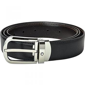 Cinturón Reversible de Piel Montblanc 30 mm Negro/Marrón con Hebilla en Forma de Herradura
