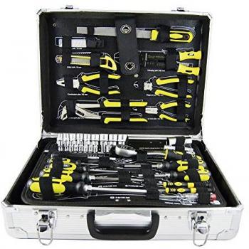 Caja de herramientas de aluminio JBM 53444 con 108 piezas, incluye vasos hexagonales de 1/2, maletín de aluminio