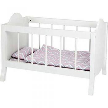 Small Foot Small foot-11778 Cuna de muñecas,, Blanca, con colchón Suave, edredón, Almohada y Ropa de Cama, a Partir de 3 años. Toys