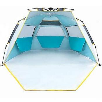 Wolfwise Tienda De Playa Bebe 3-4 Personas Carpa de Refugio de Sol Carpa de Sombra para Playa Tienda Campaña con Anti-UV 50 Protección Solar para Al Aire Libre Vacaciones en la Playa