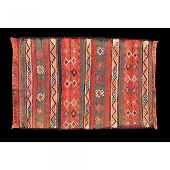 Alfombra Kilim Rústica Hecha a Mano de Afganistán - 80x56 cm con Certificado de Autenticidad