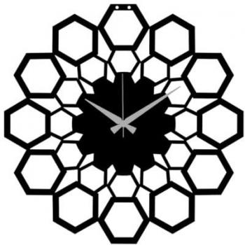 Reloj de Pared Geométrico 68, Metal Negro, 50x0,15x50 cm
