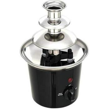 vidaXL Fuente Chocolate Eléctrica Acero Inoxidable Negra Fondue Metal 3 Pisos