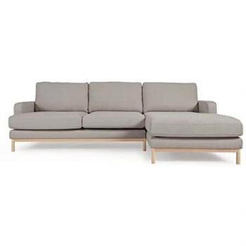Sofá Mihaela 3 Plazas con Chaise Longue Derecho de Micro Bouclé Gris 264 cm