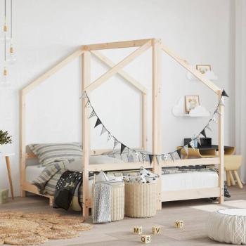 Estructura de cama para niños 2x(70x140) cm Madera maciza de pino Marrón