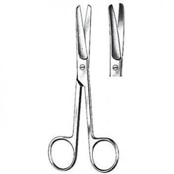 GIMA ref 26899 Tijeras quirúrgicas curvadas en acero inoxidable punta roma para enfermería y uso medical, accesorio del botiquín de primeros auxilios utilizable en hogar médico, 16cm