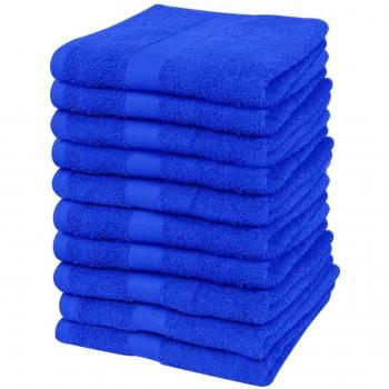 vidaXL 10 Toallas de algodón de Color Azul Elegante baño SPA 30x50cm 500gr/m²