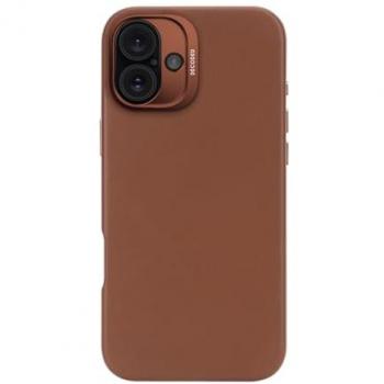 Funda de piel Decoded para iPhone 16 Plus, compatible con MagSafe, protección total, bordes elevados, color marrón
