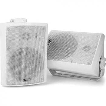 Power Dynamics WS40A Pareja de Altavoces Bluetooth de 2 vías, 200 vatios y 4, Color Blanco, con Soporte de Montaje, para Uso en Interiores o Exteriores IP55, Control Remoto Incluido