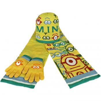 Minions 2200000353 - Set de 3 piezas con bufanda, gorro y guantes para niños, color marino, talla única