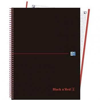 Oxford Black N'Red - Europeanbook1 espiral, tapa extradura, A4+, 5 x 5