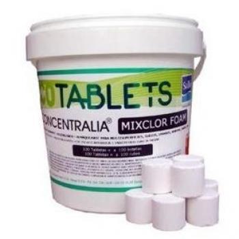 Sallo Concentralia Mixclor Foam 1 Kg - Tabletas de Cloro Activado con Detergente Compactado para Limpieza Profunda de Superficies