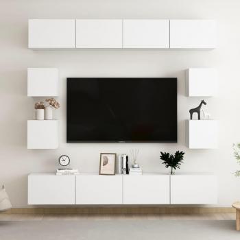 Set de muebles de salón TV 8 piezas madera de ingeniería 100 x 30 x 30 cm, Mueble de Salon, Mueble TV, Mueble Televisor, Mesa de TV, Mueble tele - Juego de mueble para TV