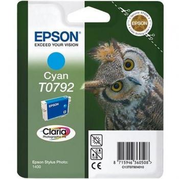 Epson T0792 Cartucho de Tinta Original Cian 11.1ml para Stylus Photo 1400, PX700W, PX800FW - Serie Búho (C13T07924010)