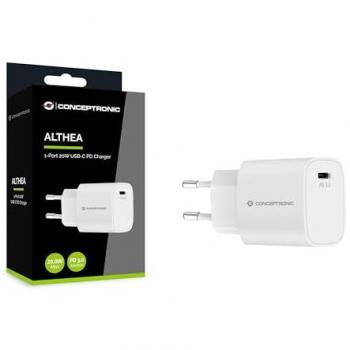 Cargador de Pared Conceptronic Althea 14W USB-C PD Blanco Carga Rápida 1 Puerto