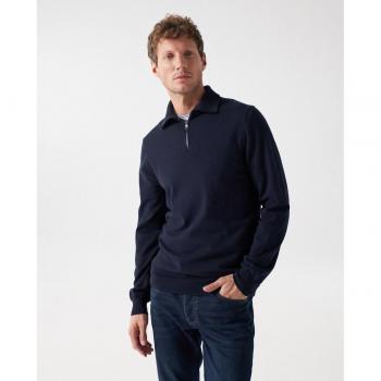 Jersey Salsa de punto fino cuello zip cremallera de hombre