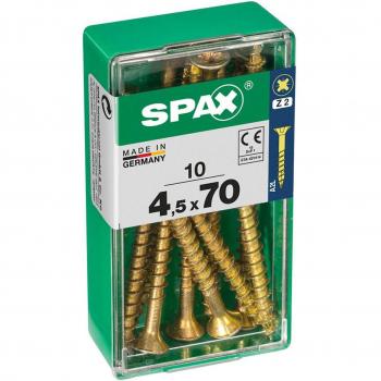 Tornillo para Madera Spax Cabeza Plana Yellox Bicromatado Pozidriv 4,5 x 70 mm - Caja de 10 Unidades