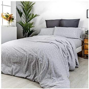 Funda Nórdica Eco Amigable de Algodón y Poliéster Reciclado Gris con Fundas de Almohada - Tamaño Cama 200 x 190/200