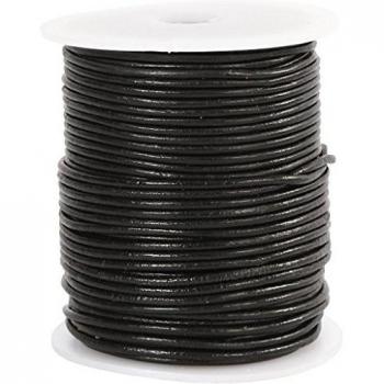 Cordón de piel, grosor 2 mm, negro, 50 m