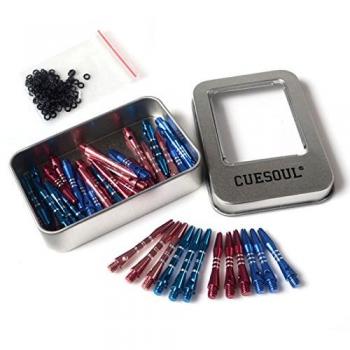 CUESOUL 40pcs 2BA Mixed Length Grooved Aluminium Dart Stems/Dardos Cañas