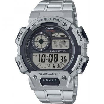 Reloj Casio AE-1400WHD-1AVDF para Hombre, Color Plateado, Resistente al Agua y con Cronómetro