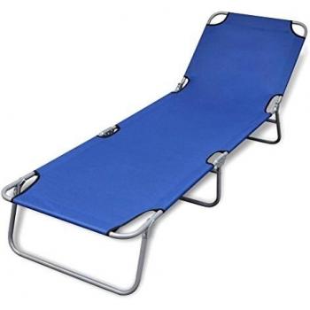 vidaXL Folding Sun Lounger - Powder-coated Steel, Blue