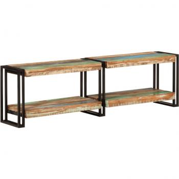 Soporte para TV móvil de madera maciza reciclada 140x30x40 cm Multicolor