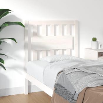 Cabecero de cama blanco de madera maciza de pino 80,5x4x100 cm
